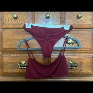 Deep Red Cheeky Bikini Set/Ruched Bottoms 🌹
